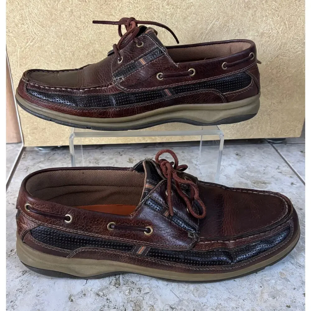 Highland Creek Comfort Port Style Mens Shoes 13 M Brown Black Loafer Deck